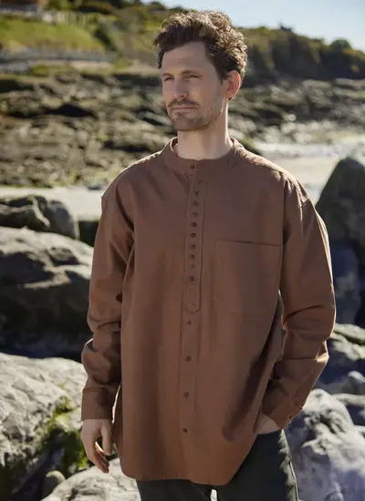 Andrew Cotton Linen Grandfather Shirt
